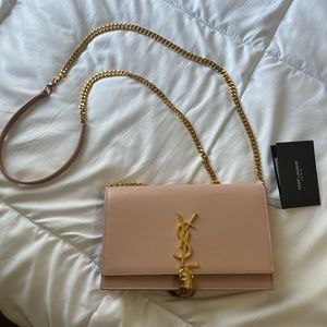 BNWT YSL pale pink chain wallet